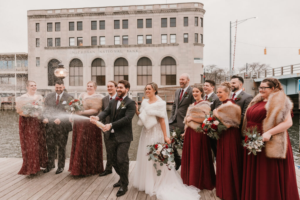 City Flats Port Huron Wedding bridal party on the river