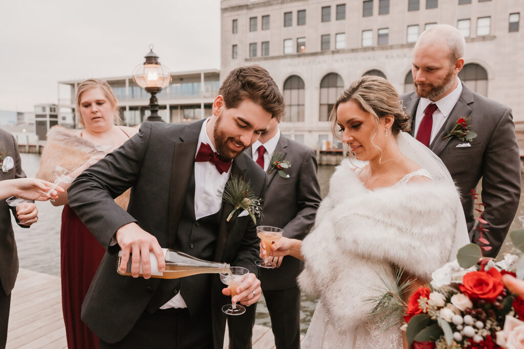 City Flats Port Huron Wedding bridal party on the river