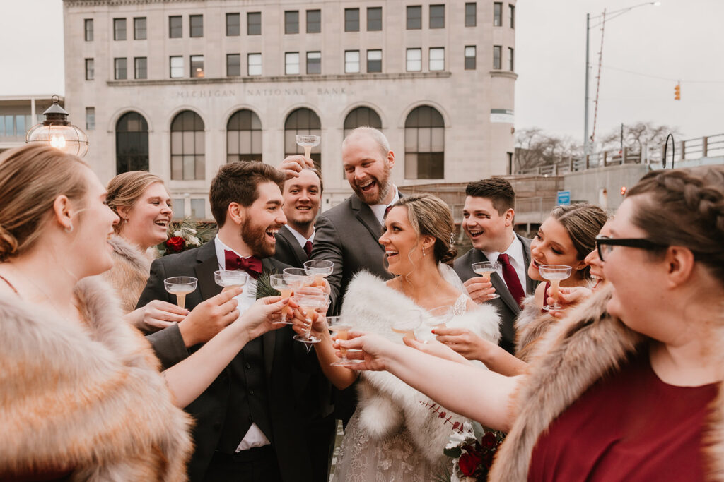 City Flats Port Huron Wedding bridal party on the river