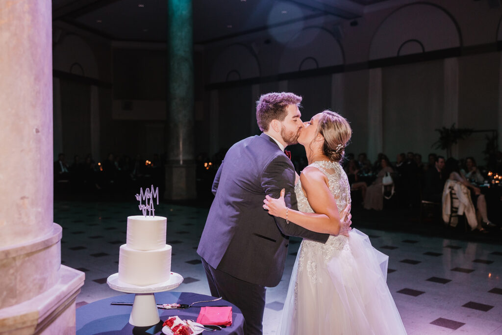 Bride and groom at wedding reception in Michigan