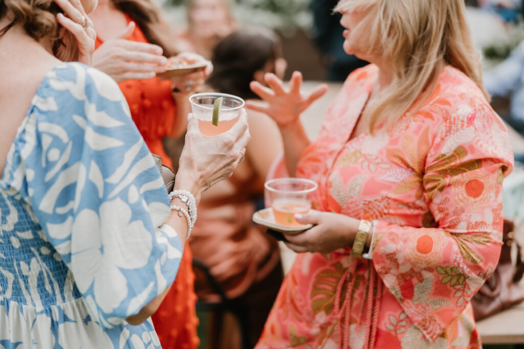 cocktail hour at outdoor reception, The Collins Off Main, chelsea, ann arbor