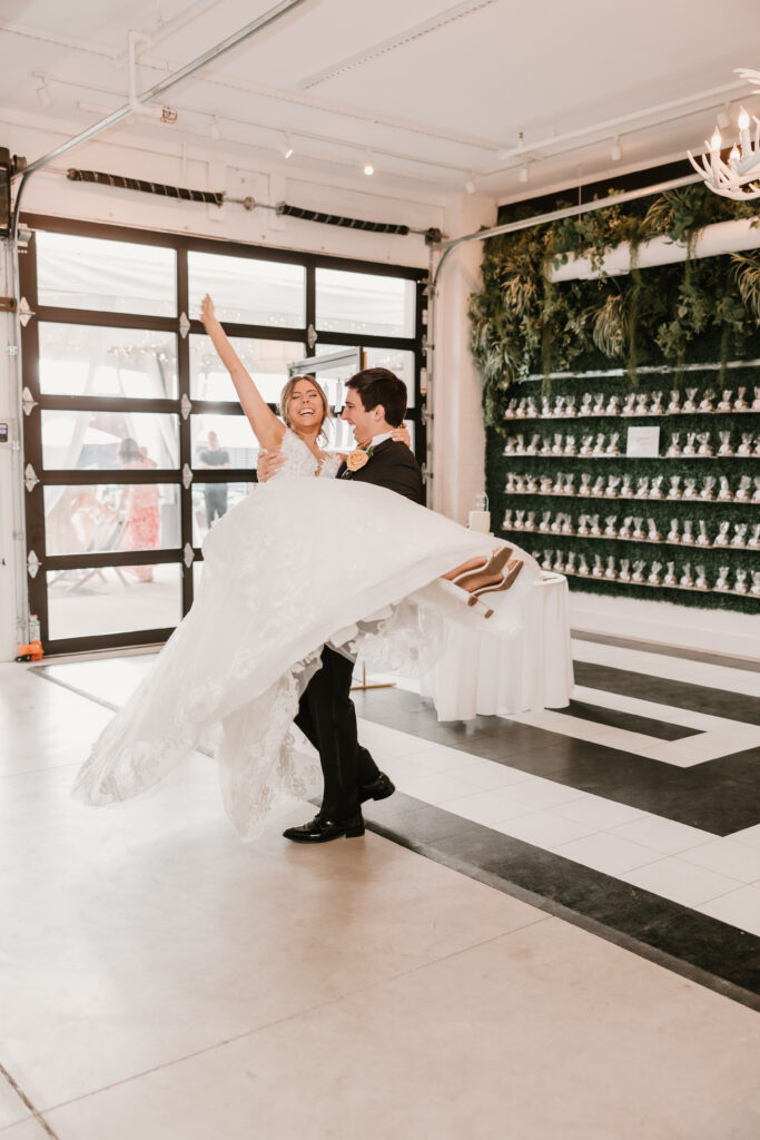 Bride and Groom grand entrance at  venue, The Collins Off Main, chelsea, ann arbor