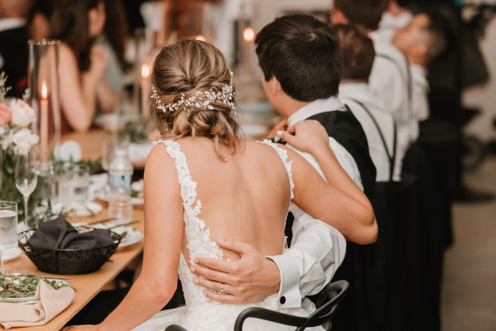 Bride and Groom at Michigan wedding, The Collins Off Main, Chelsea, Ann Arbor