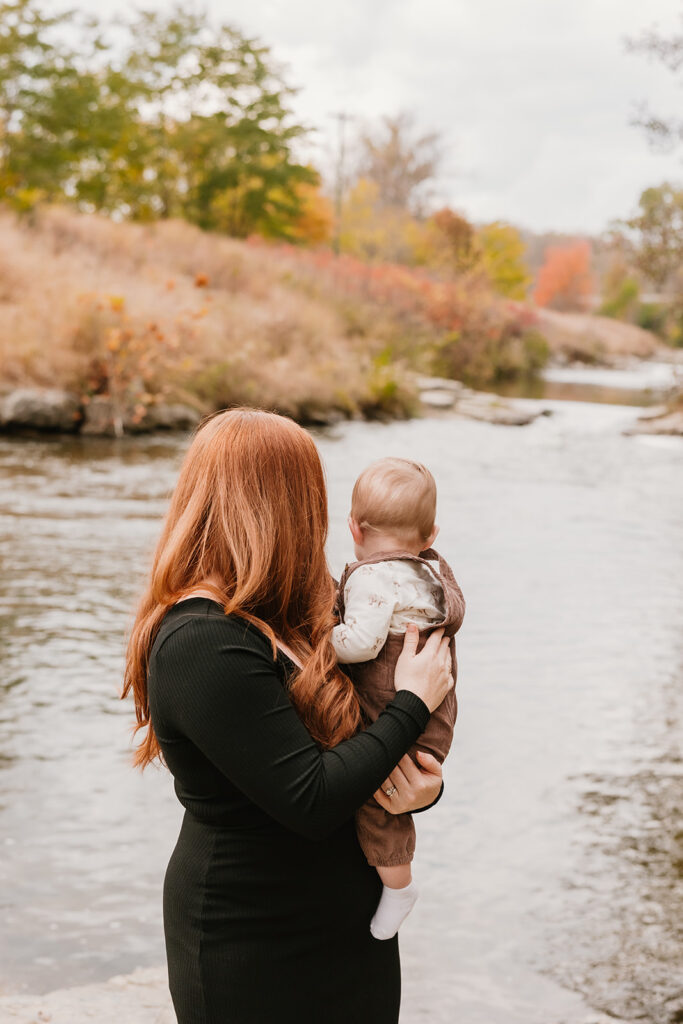 Outdoor family photos with warm sunset lighting