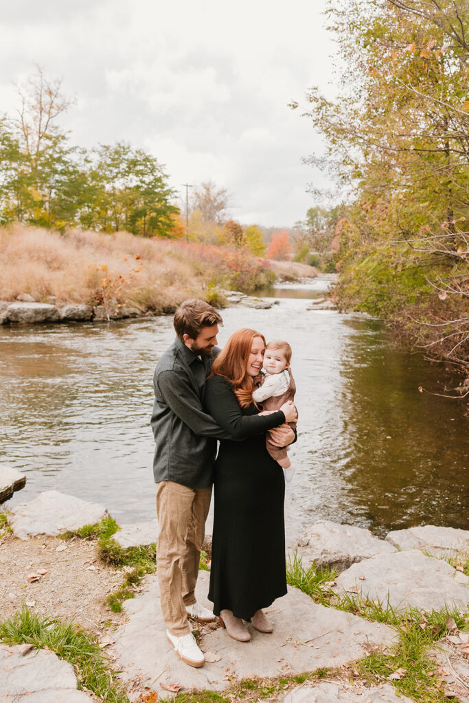 Outdoor family photos with warm sunset lighting