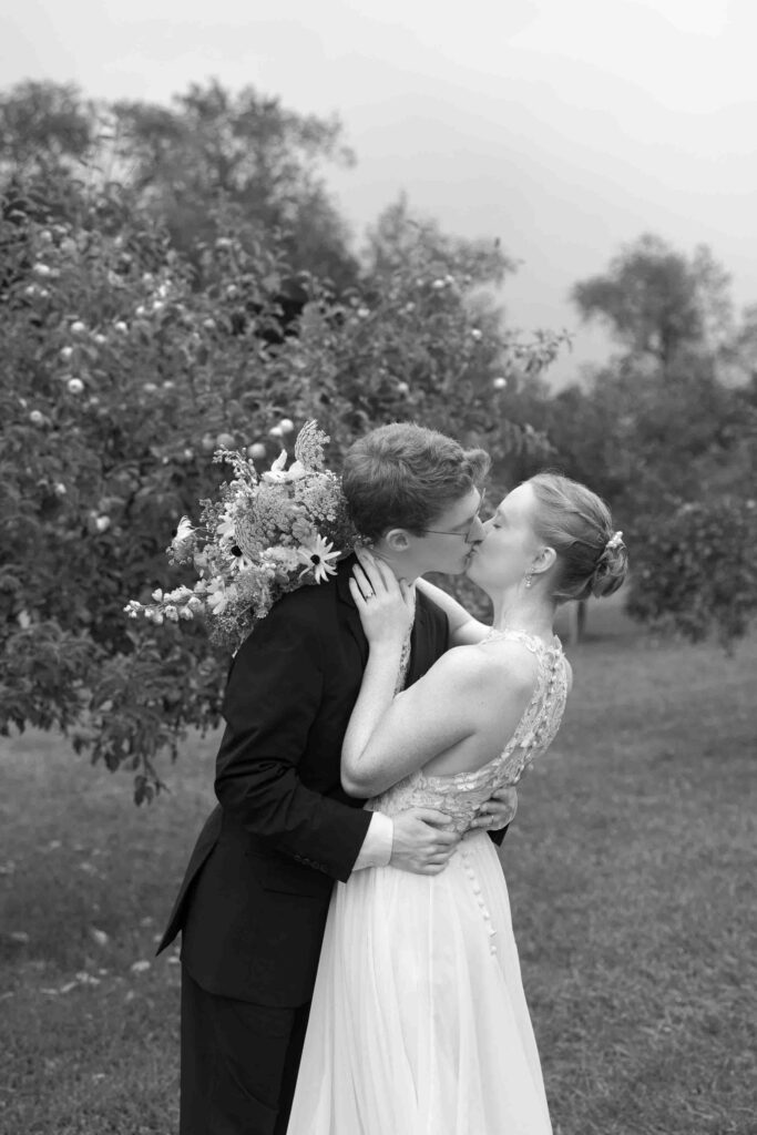 Of the Land Wedding Venue - Bridal Portrait in Apple Orchard