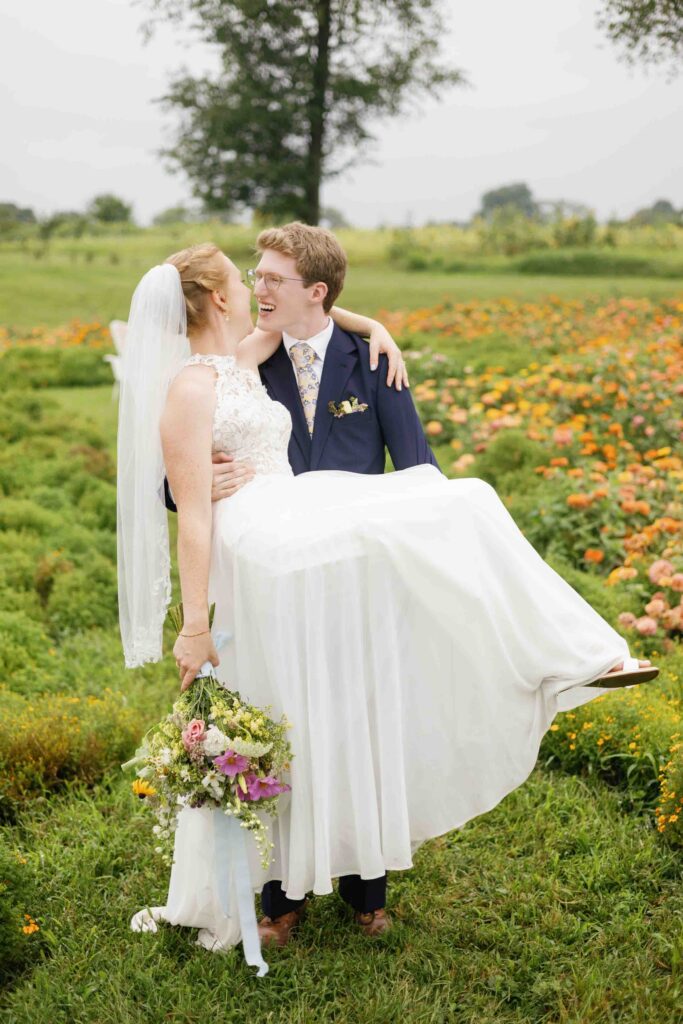 Of the Land Wedding Venue - Bridal Portrait in Flower Field