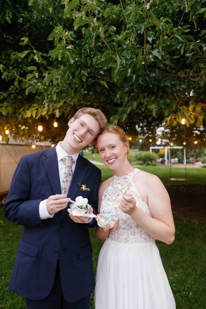 Of the Land Wedding Venue - Bride and Groom Enjoying Ice Cream