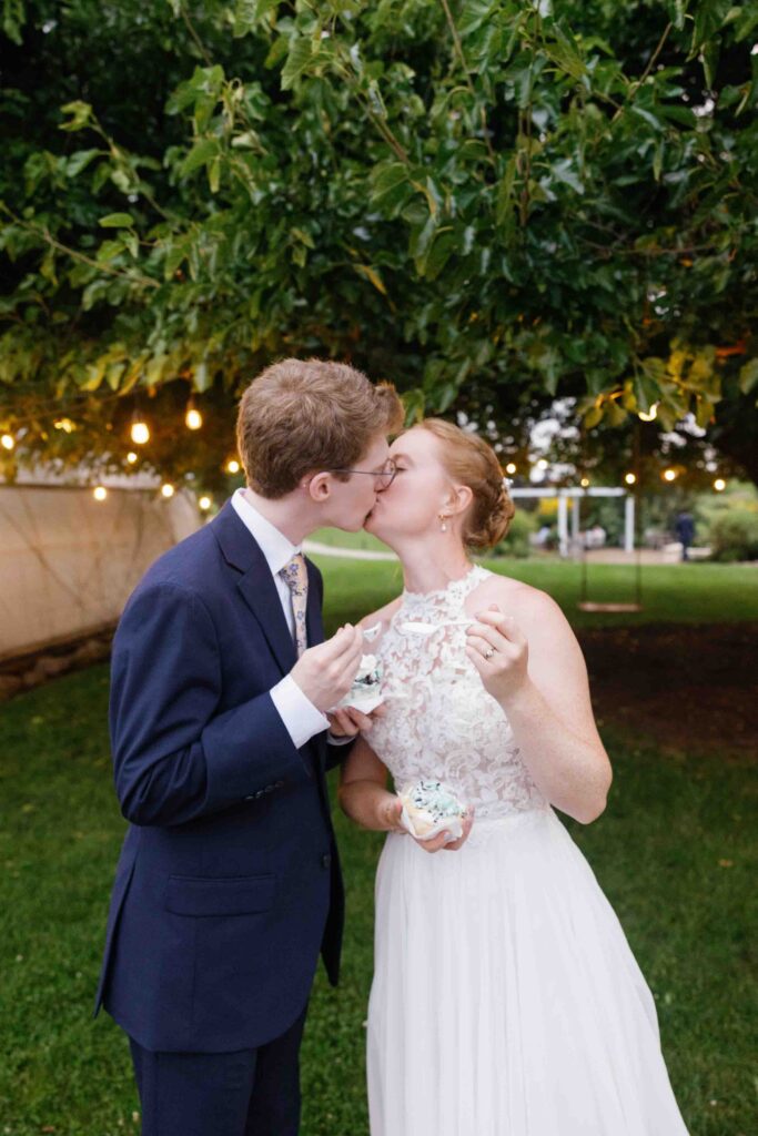 Bride and Groom Enjoying Ice Cream