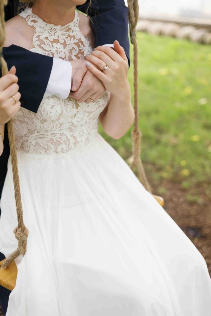 Of the Land Wedding Venue - Bridal Portrait on tree swing