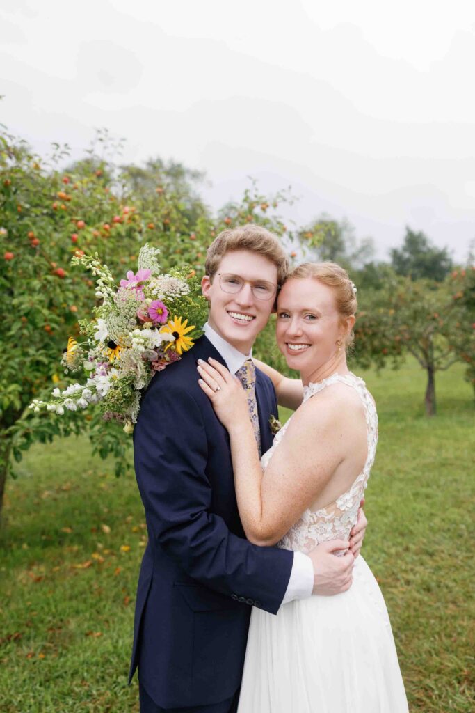Of the Land Wedding Venue - Bridal Portrait in Apple Orchard
